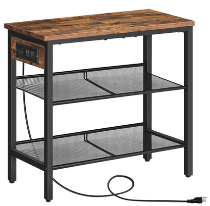 Table, 3-Tier Narrow Side Table with Charging Station